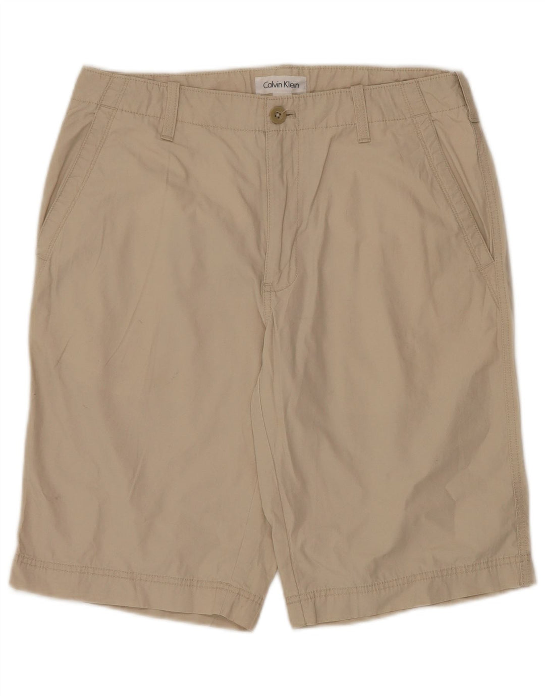 CALVIN KLEIN Mens Chino Shorts W32 Algodão Bege Médio