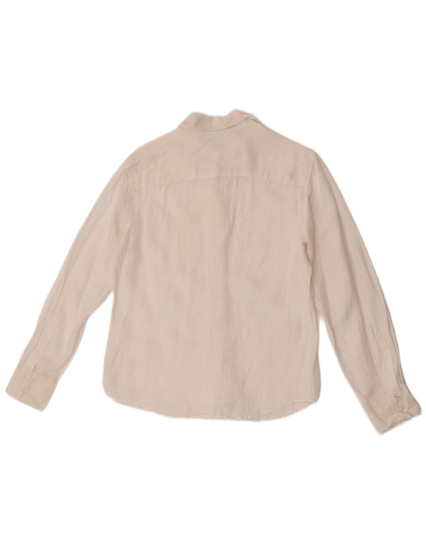 Camisa feminina Max Mara UK 10 pequena linho branco