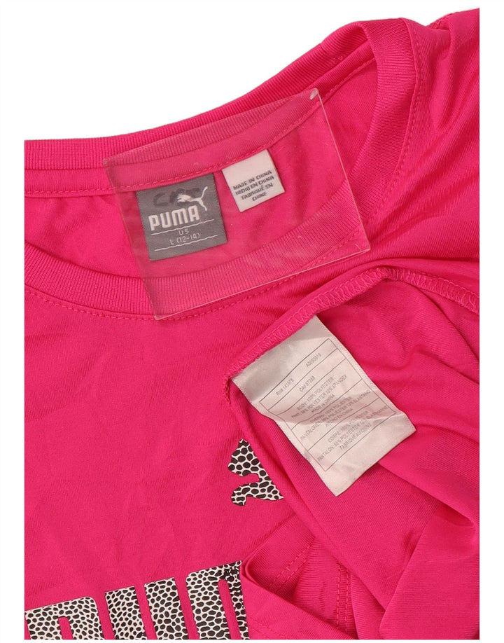 Camiseta feminina PUMA com estampa gráfica 12-13 anos grande poliéster rosa