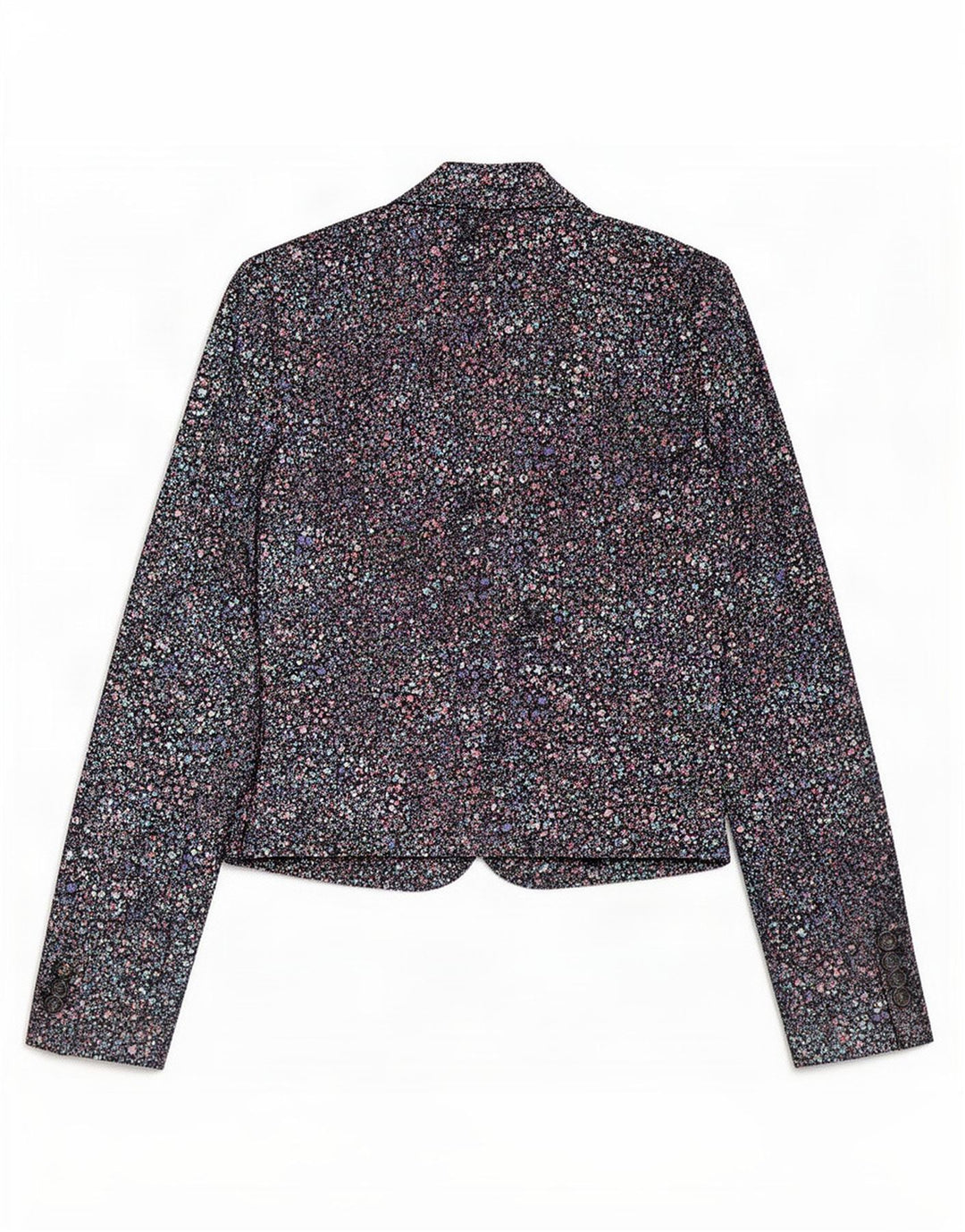 Jaqueta Bolero feminina Monsoon Reino Unido 12 algodão floral preto médio