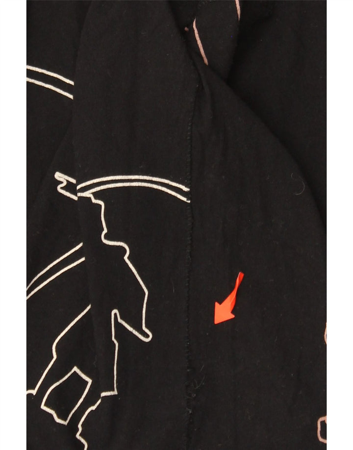 Desigual feminino Barcelona gráfico top manga comprida Reino Unido 12 algodão preto médio