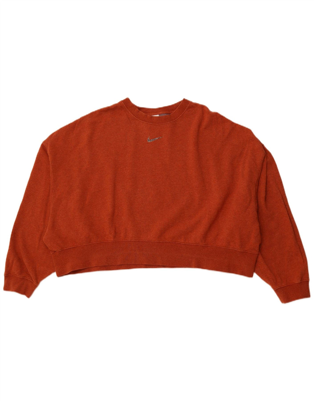 NIKE Womens Crop Oversized Sweatshirt Jumper Reino Unido 16 Grande Laranja Algodão