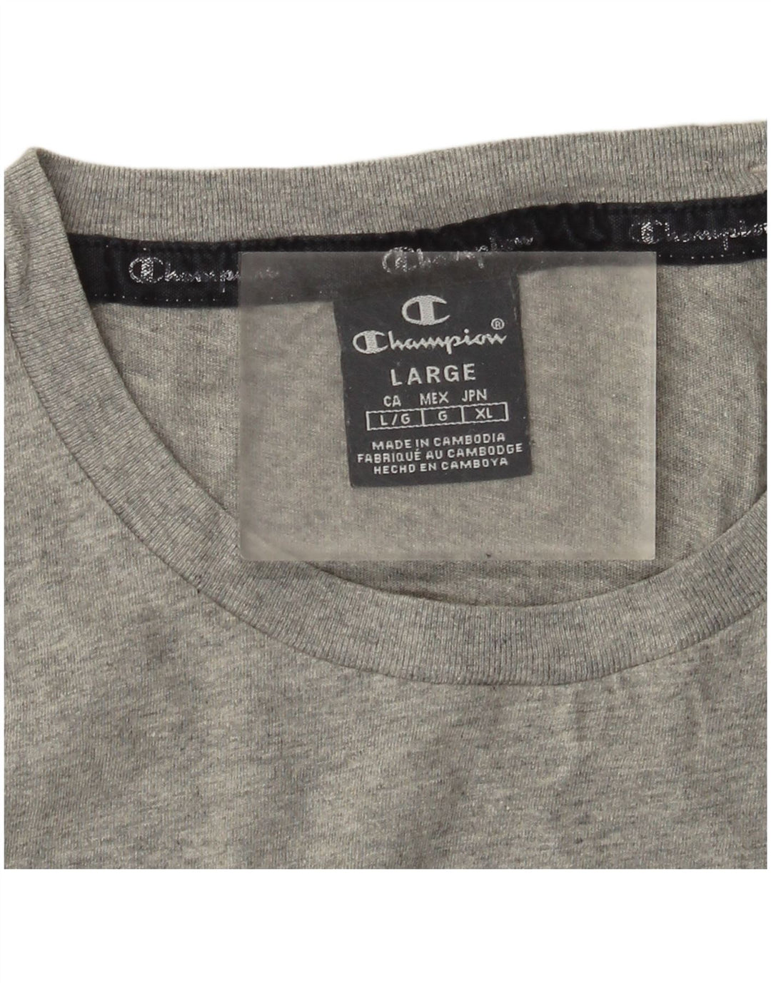 Camiseta masculina Champion grande cinza manchada