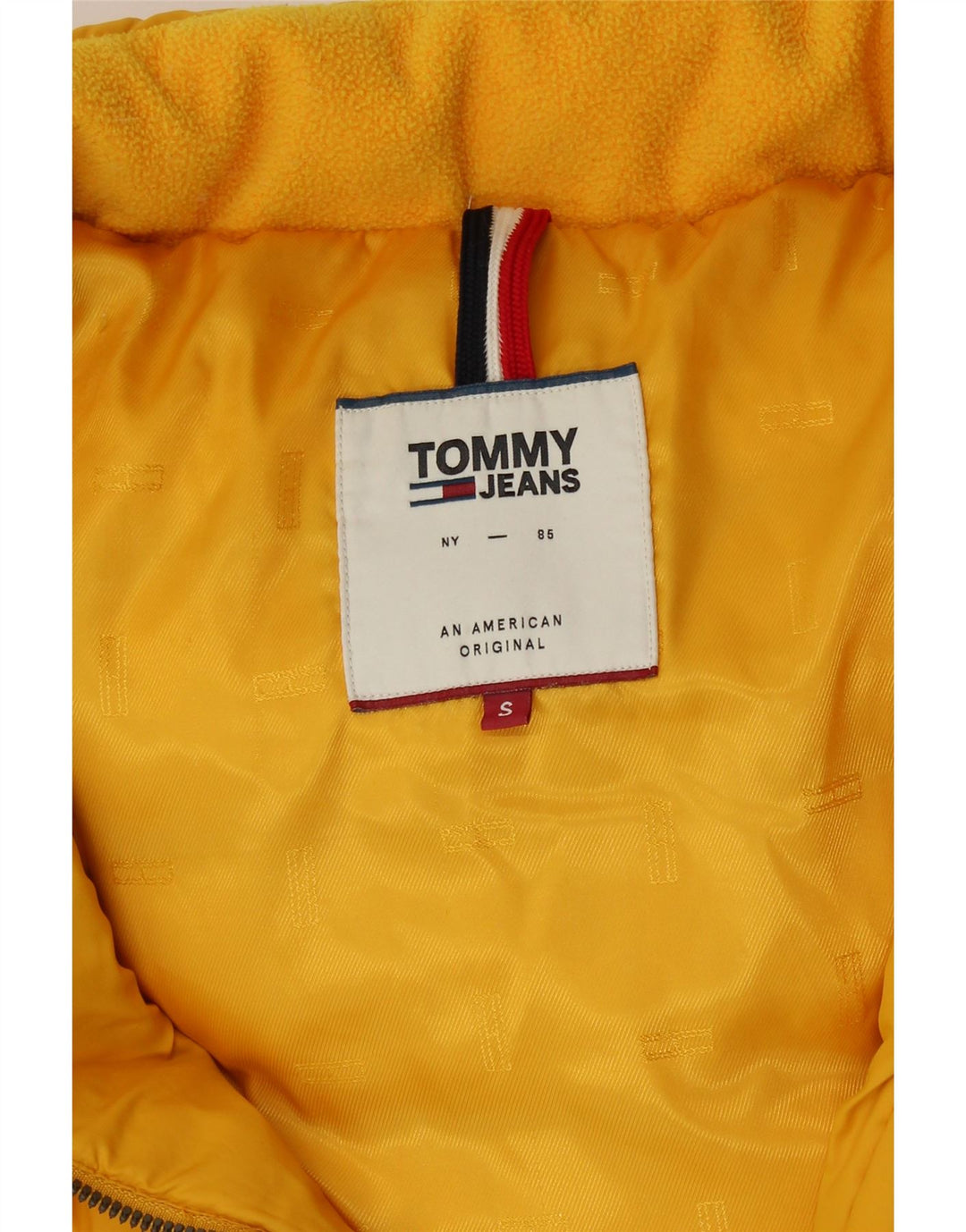 Jaqueta acolchoada com capuz feminina TOMMY HILFIGER UK 10 poliéster amarelo pequeno