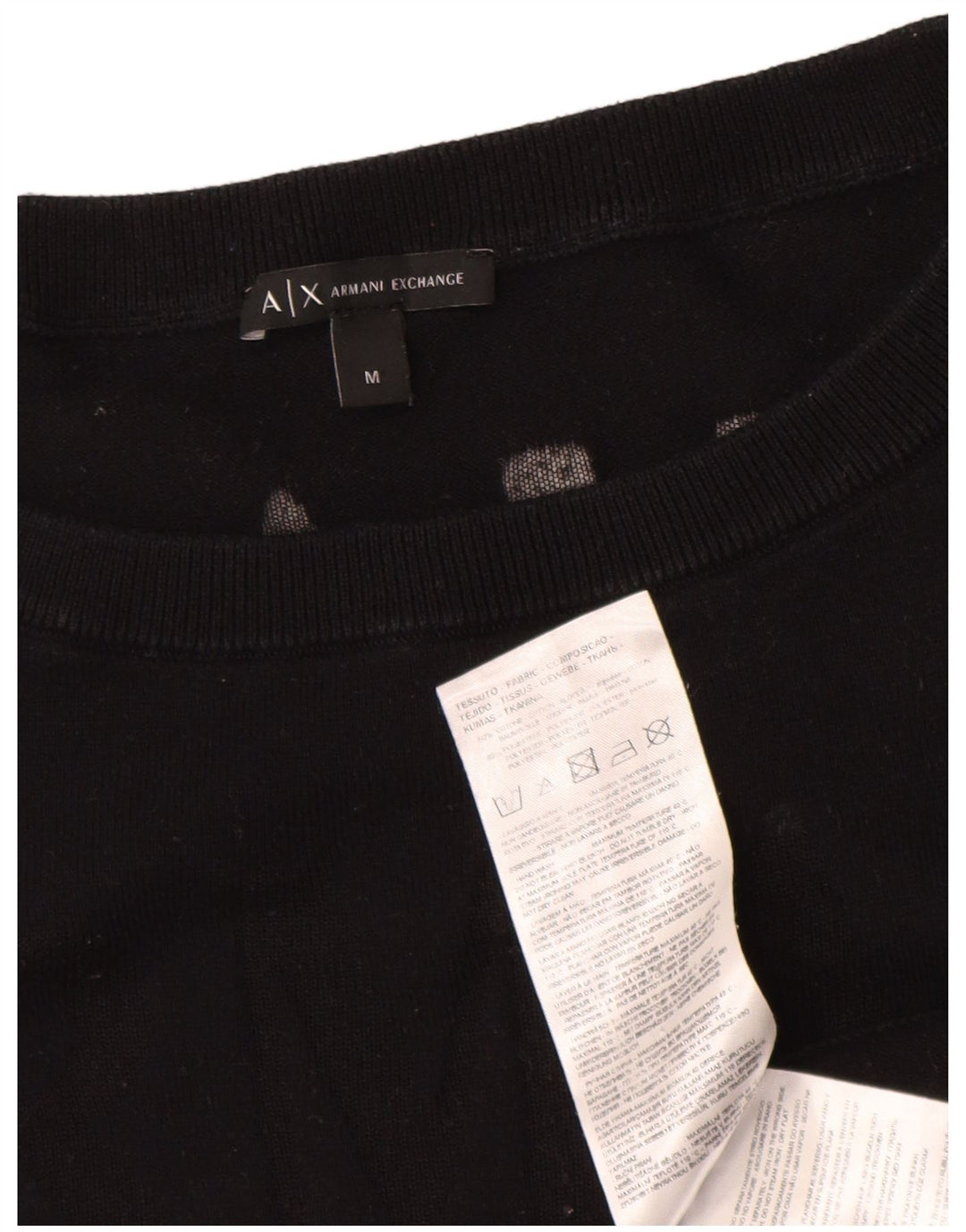 Suéter feminino Armani Exchange com gola canoa gráfico Reino Unido 14 médio preto