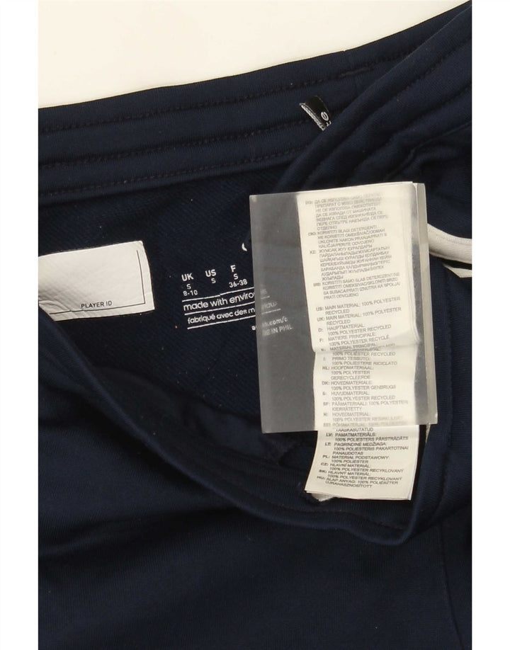Calça de treino feminina Adidas Reino Unido 8/10 pequena azul marinho poliéster