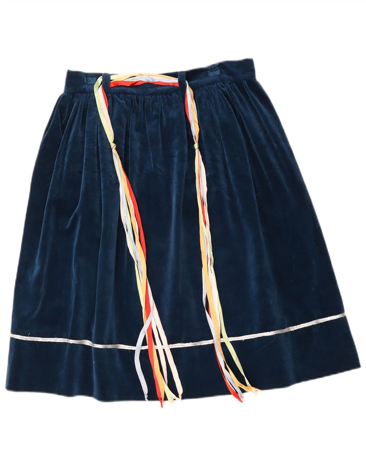 Saia larga feminina vintage W28 azul médio retrô
