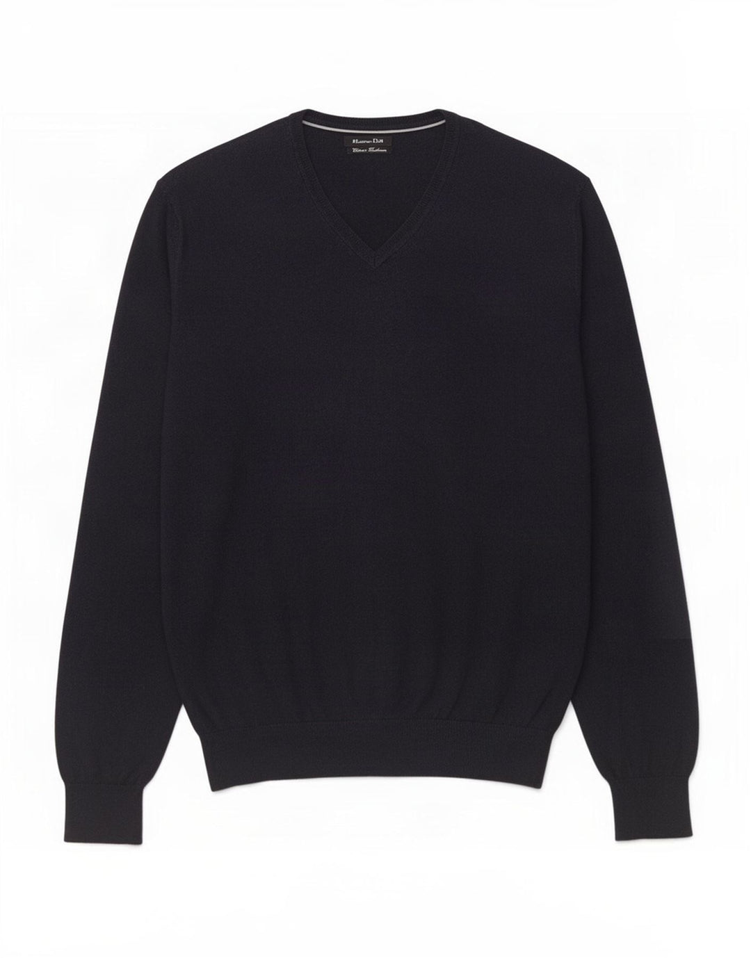 Suéter masculino Massimo Dutti com decote em V médio algodão azul marinho