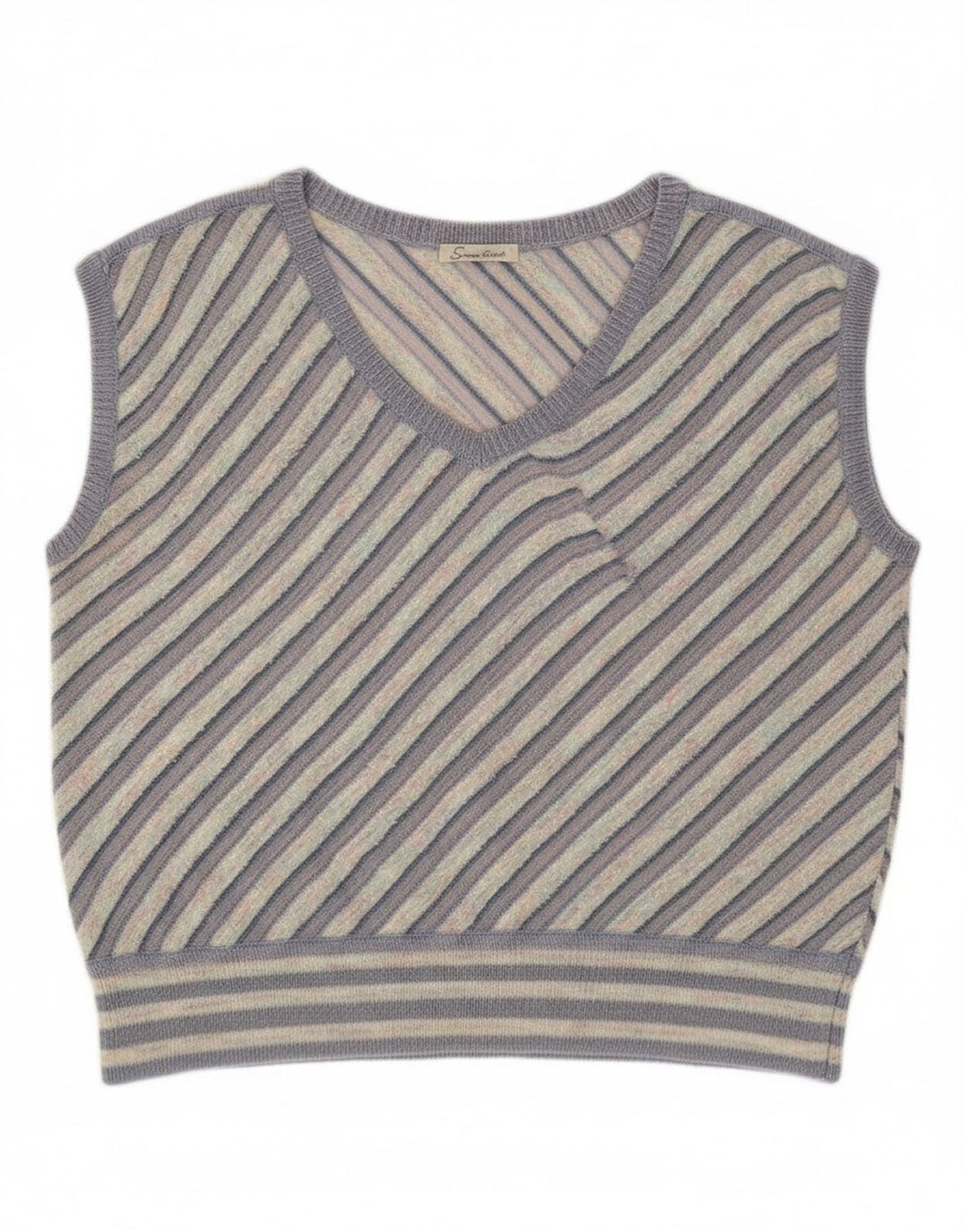 Colete feminino vintage regata Reino Unido 12 listrado roxo médio