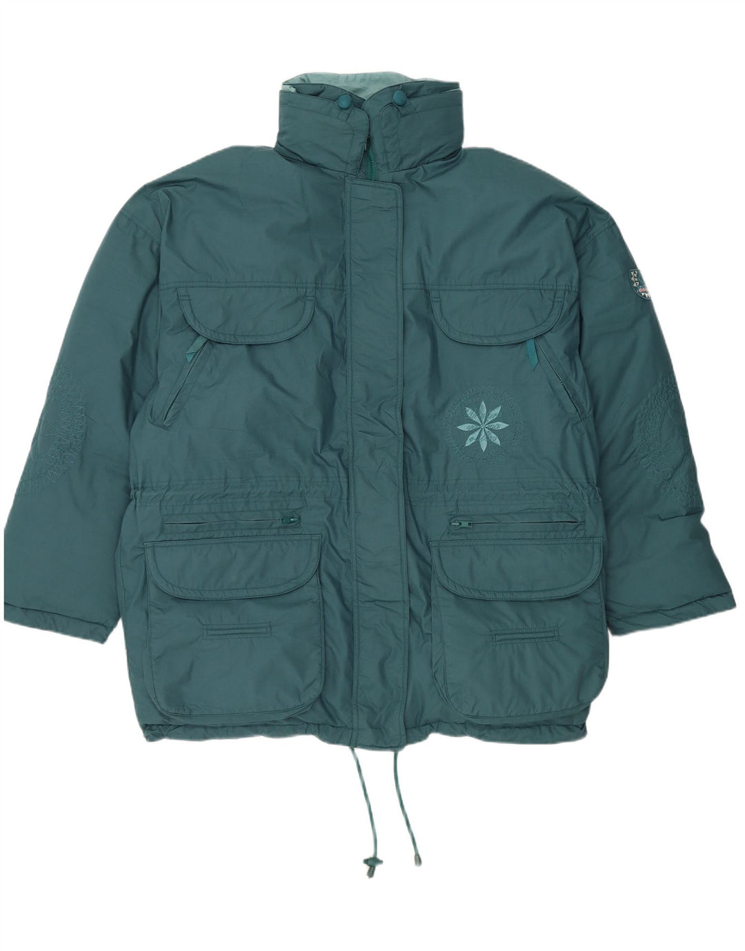 Jaqueta feminina acolchoada com capuz grande DIADORA Reino Unido 16 grande azul floral