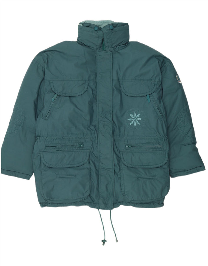 Jaqueta feminina acolchoada com capuz grande DIADORA Reino Unido 16 grande azul floral