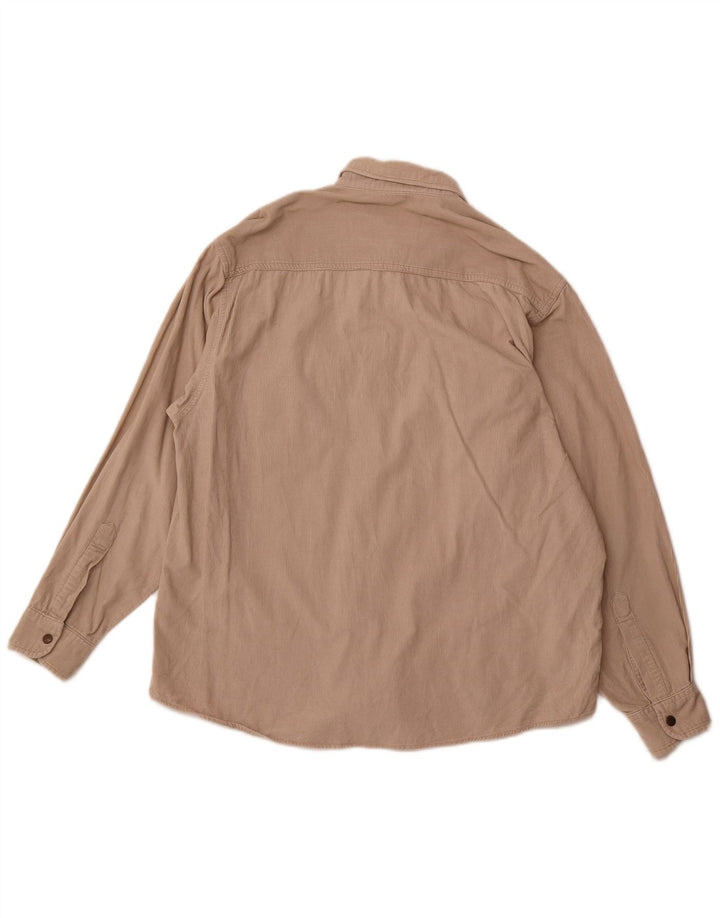 COTTON CLUB Camisa masculina de veludo cotelê grande algodão bege