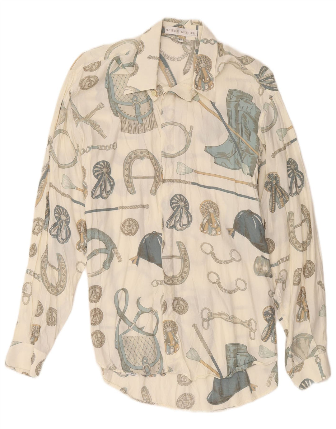 Camisa masculina Criver com estampa abstrata média viscose branca