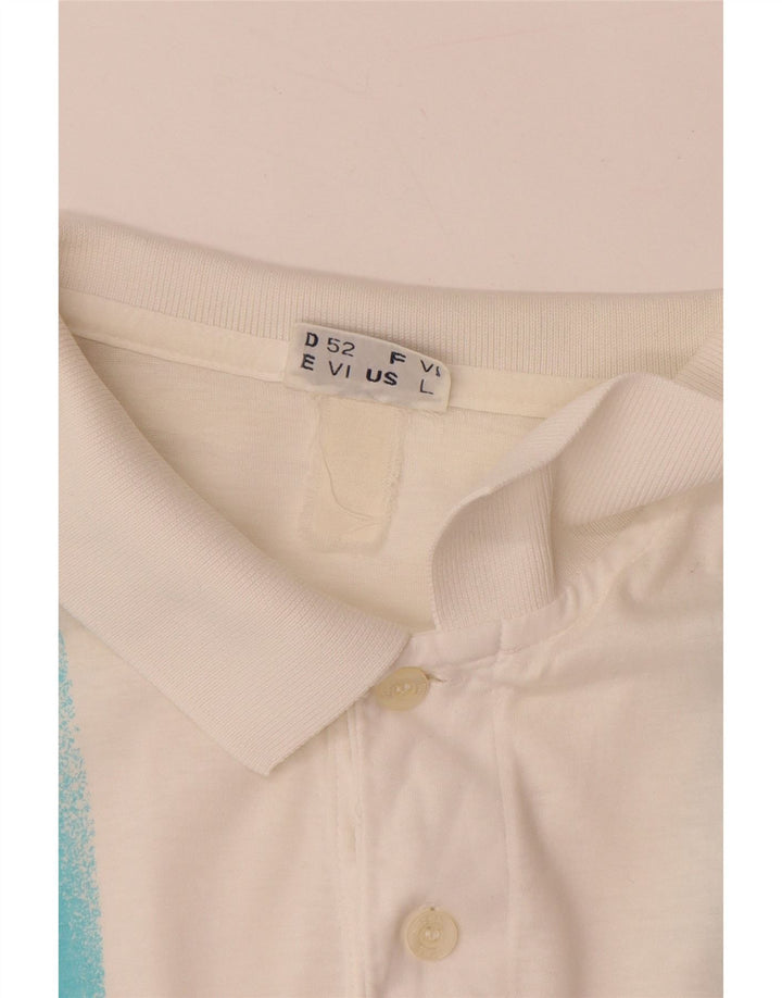 SERGIO TACCHINI Camisa polo masculina EU 52 grande listrada branca