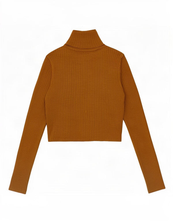 Zara Womens Crop Top Long Sleeve UK 12 Medium Beige