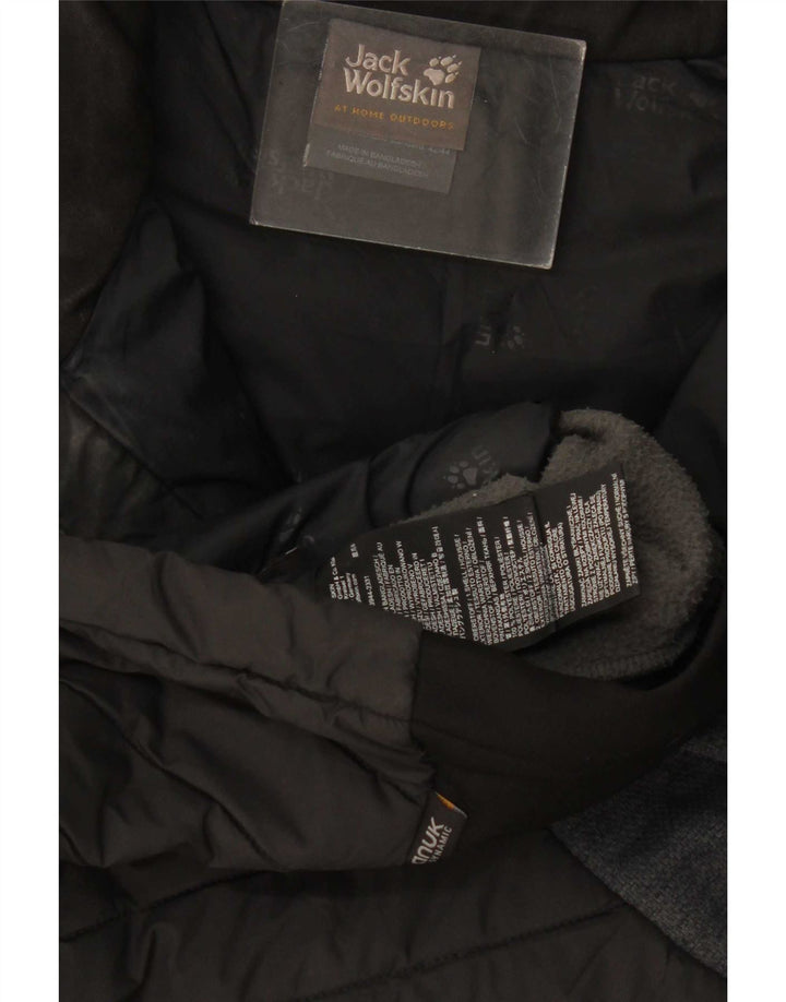 Jaqueta acolchoada feminina Jack Wolfskin Reino Unido 16 grande bloco colorido preto de poliéster