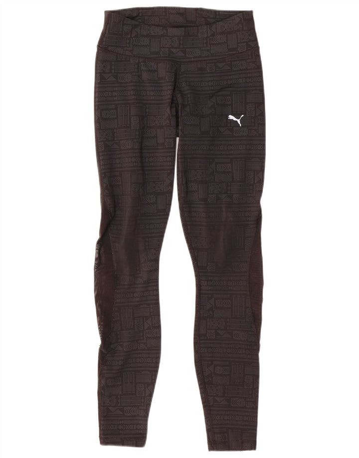 Leggings Puma Feminino UK 10 Pequeno Poliéster Geométrico Cinza