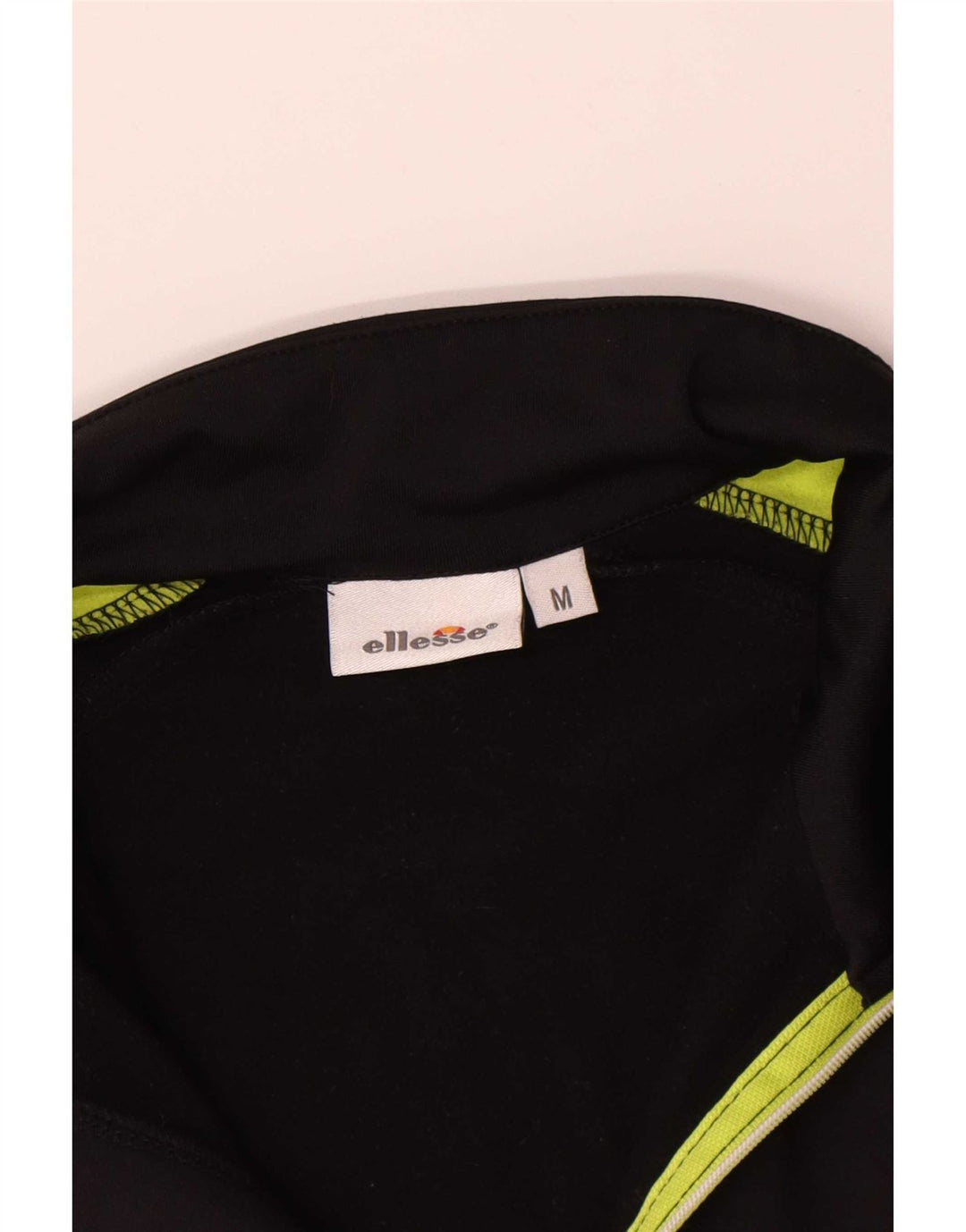 Ellesse Mens Zip Neck Pulôver Treino Top Médio Preto Colourblock