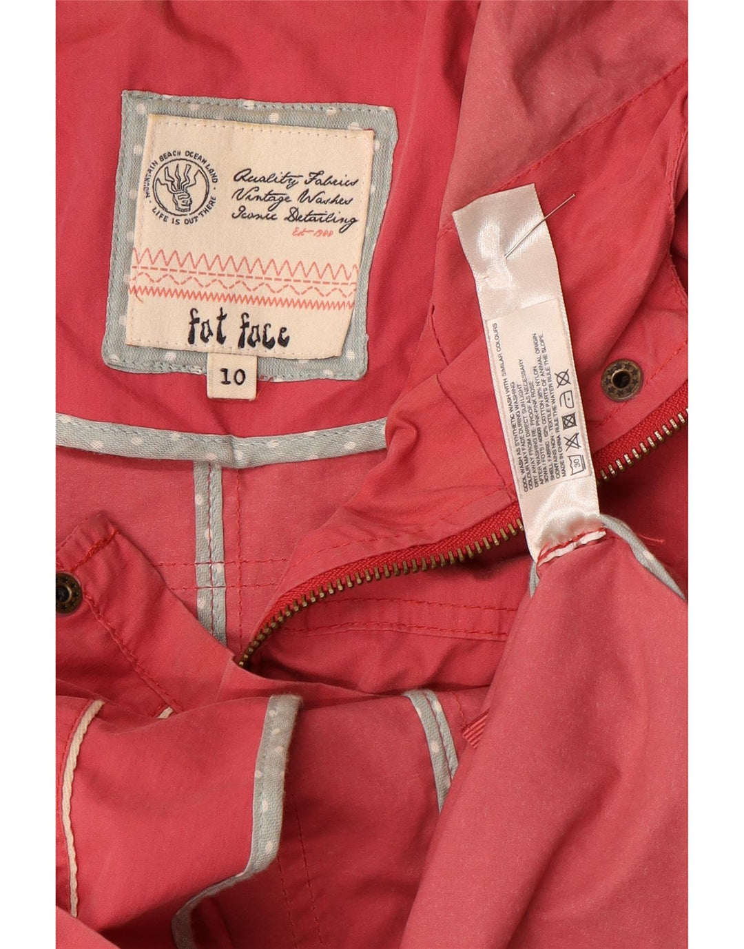 Jaqueta de Duffle com capuz para mulheres Fat Face UK 10 algodão rosa pequeno