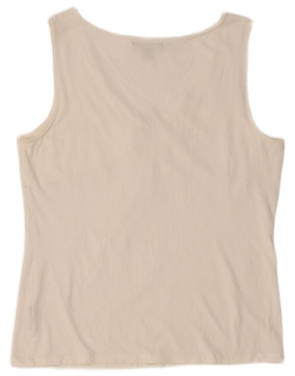 RALPH LAUREN Womens Sleeveless Blouse Top UK 18 XL White Rayon