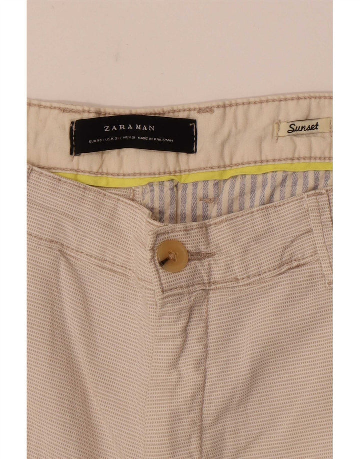 Zara Mens Sunset Chino Shorts EU 40 Médio W31 Off White Check