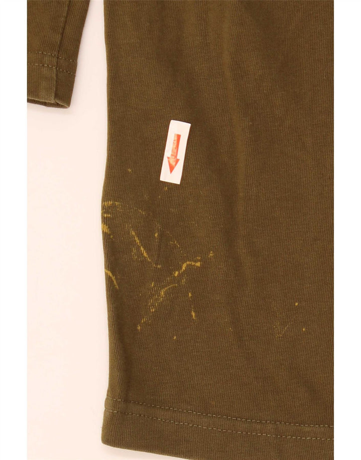 Puma Mens Top Manga Longa Médio Algodão Cáqui