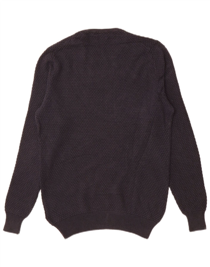 Suéter masculino MASSIMO DUTTI com gola redonda, pequeno algodão azul marinho
