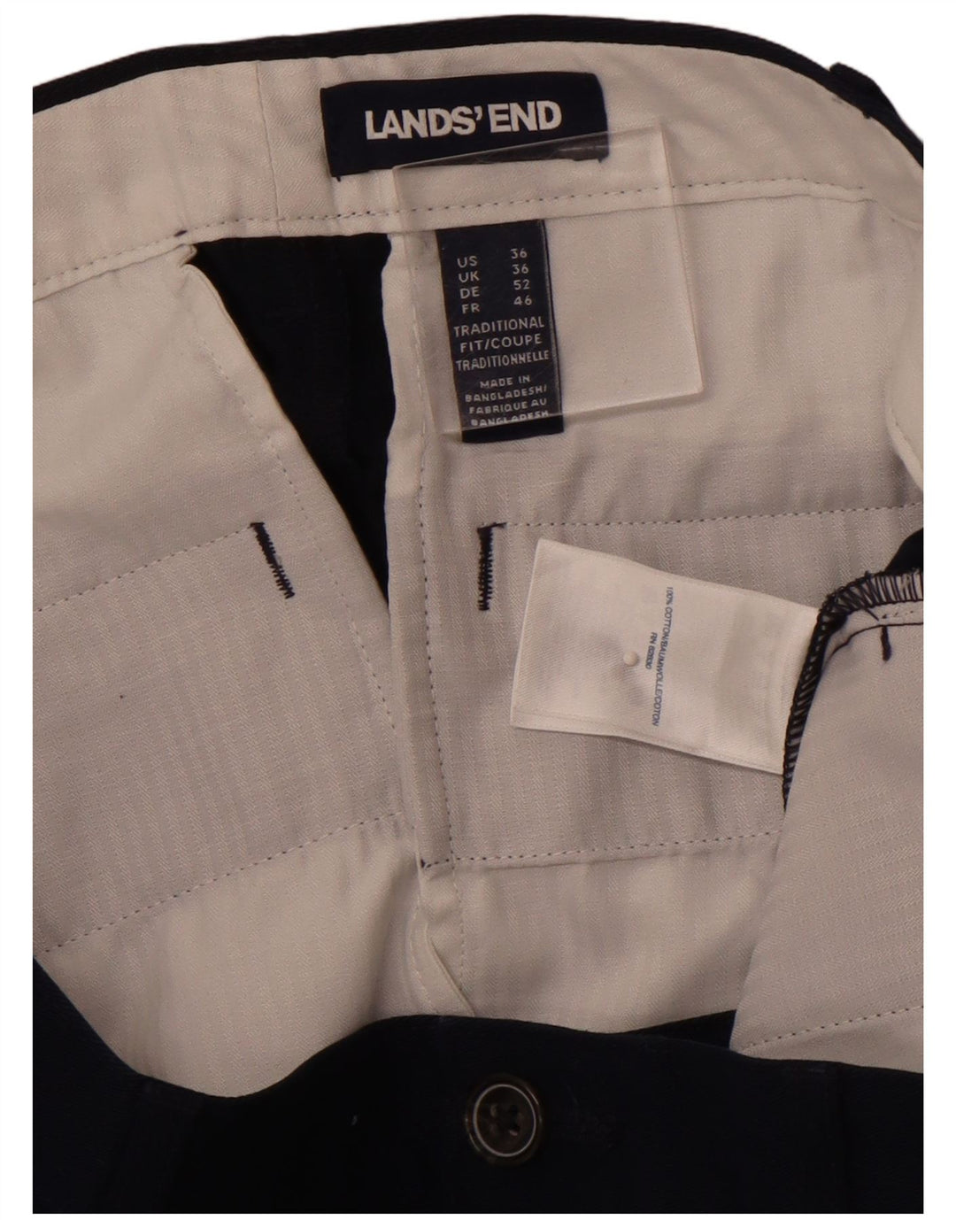 LANDS END Mens Chino Shorts W36 Grande Algodão Azul Marinho