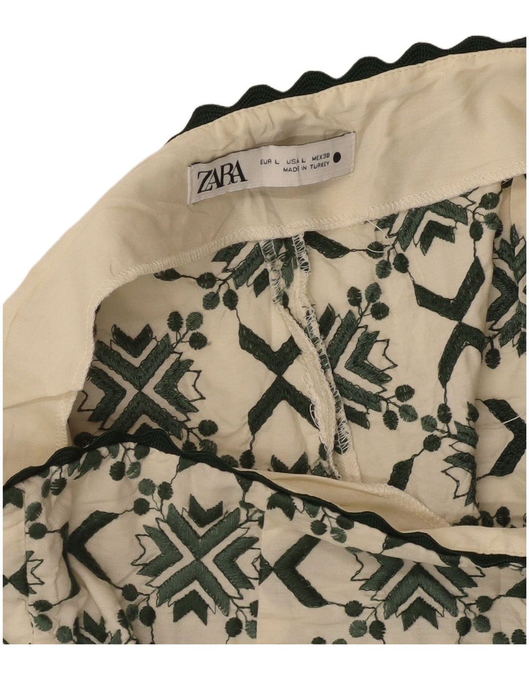 Zara Shorts feminino casual grande W30 branco geométrico