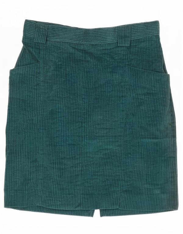 Saia feminina vintage de veludo IT 42 médio W26 algodão verde