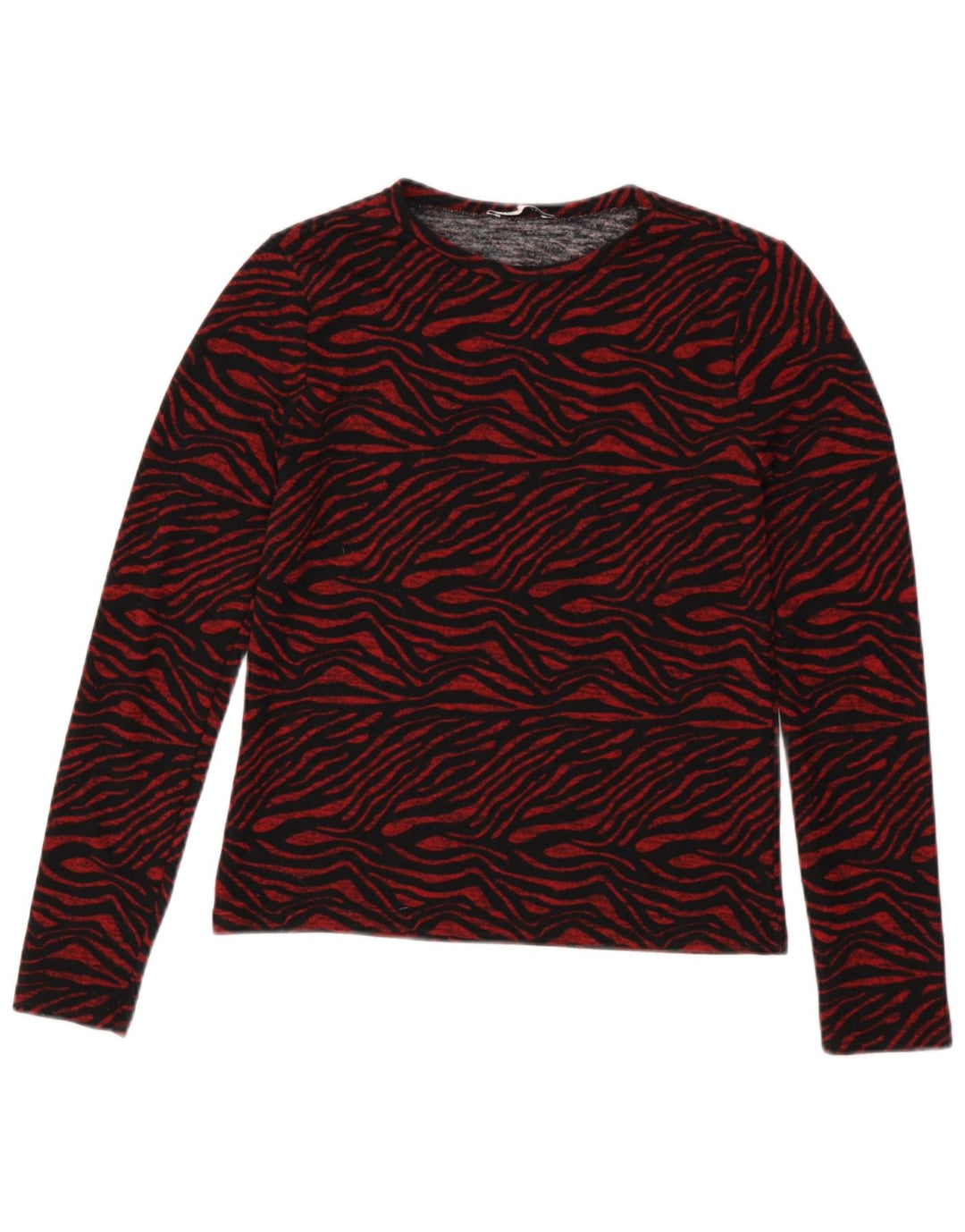 Top feminino Zara manga comprida UK 10 pequeno estampa animal vermelho