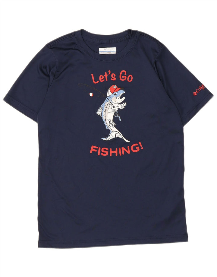 Camiseta Columbia Boys Graphic Top 10-11 Anos Médio Azul Marinho Poliéster