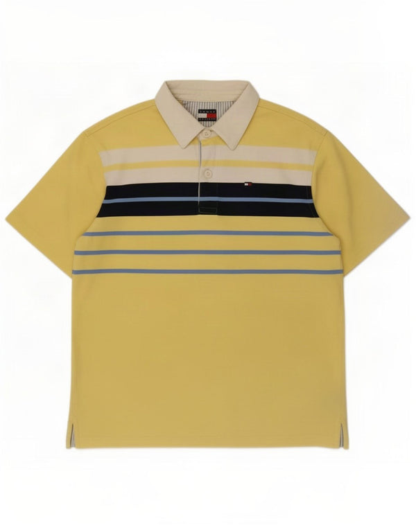 Camisa polo masculina de rugby Tommy Hilfiger listrada amarela média