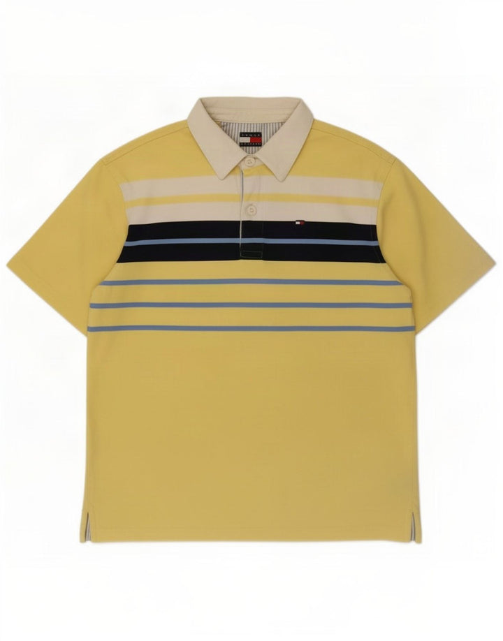 Camisa polo masculina de rugby Tommy Hilfiger listrada amarela média