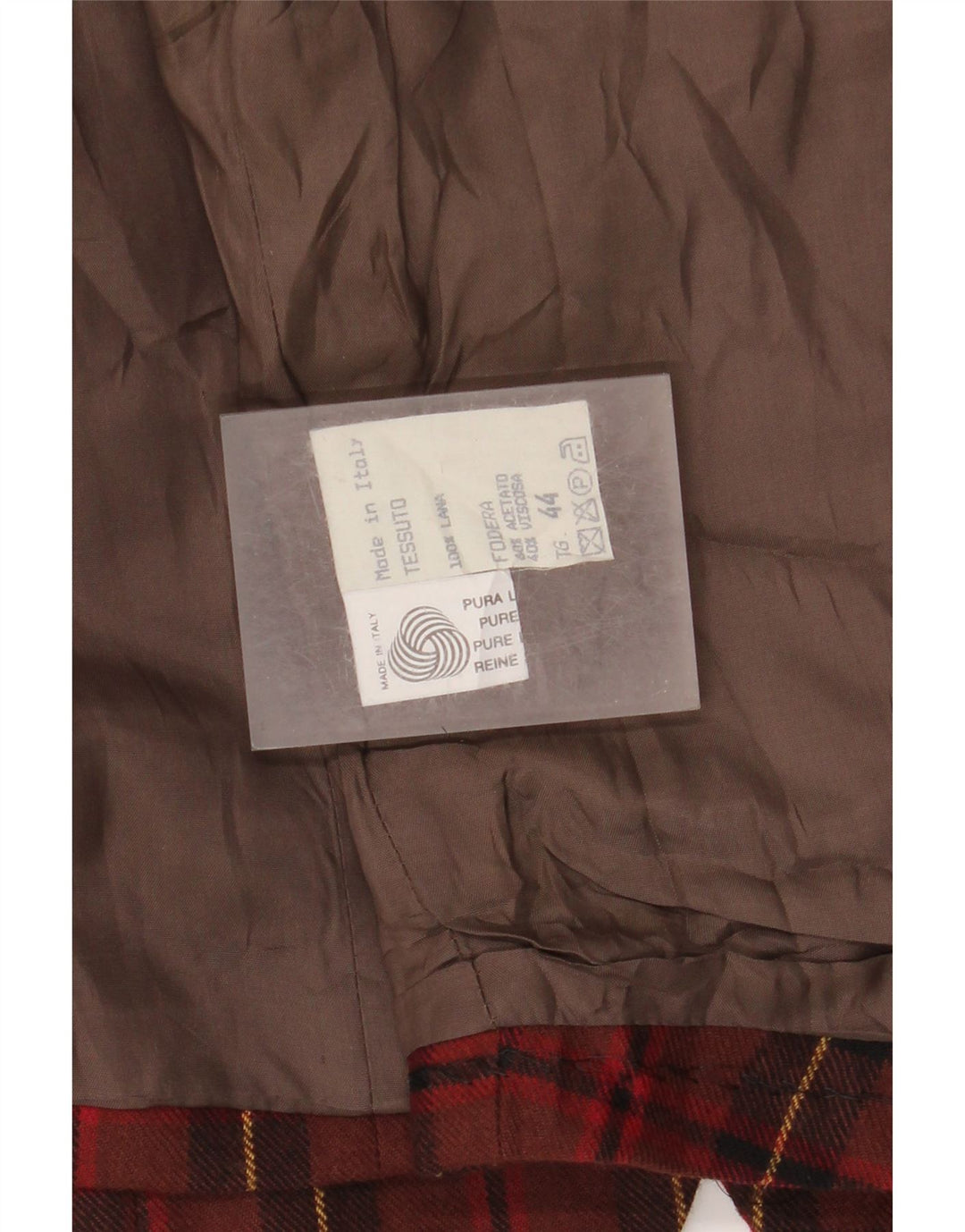 Conjunto feminino vintage de 2 peças IT 42/44 médio W26 L28 lã xadrez vermelha