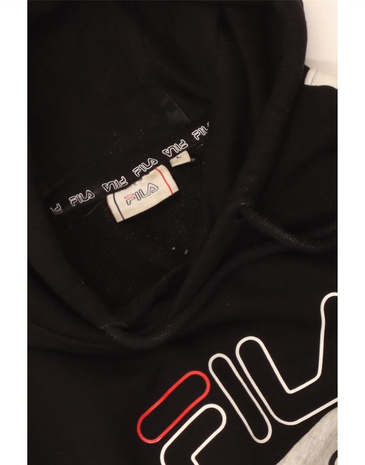 Suéter com capuz gráfico masculino Fila grande bloco cinza