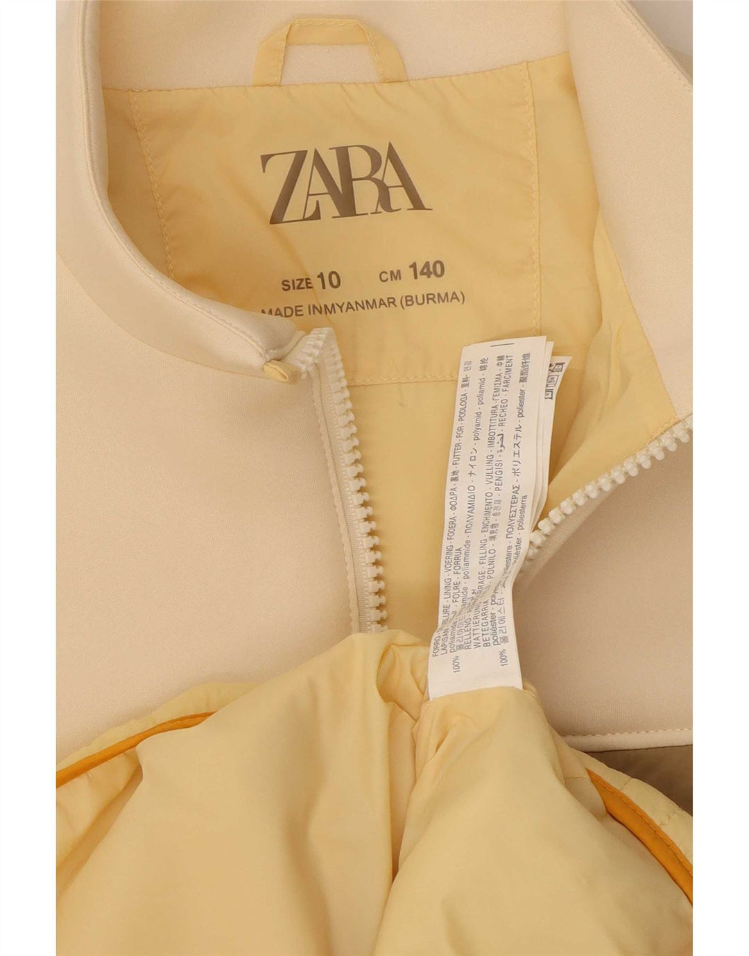 Zara Jaqueta acolchoada para meninas 9-10 anos Amarelo Colourblock Poliamida