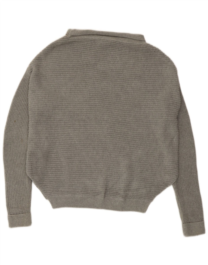 Topshop suéter feminino oversized com gola redonda Reino Unido 10 algodão cinza pequeno