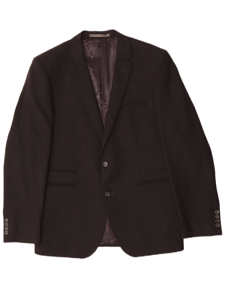 Jaqueta blazer masculina Marks & Spencer sob medida com 2 botões Reino Unido 42 grande preta