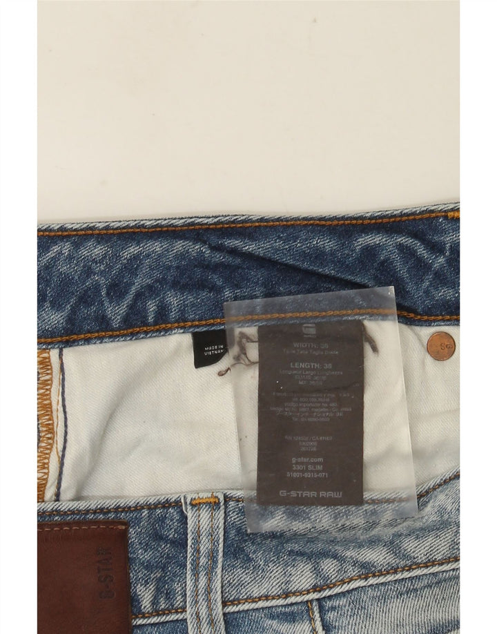 G-Star Masculino 3301 Slim Jeans W36 L38 Azul Algodão