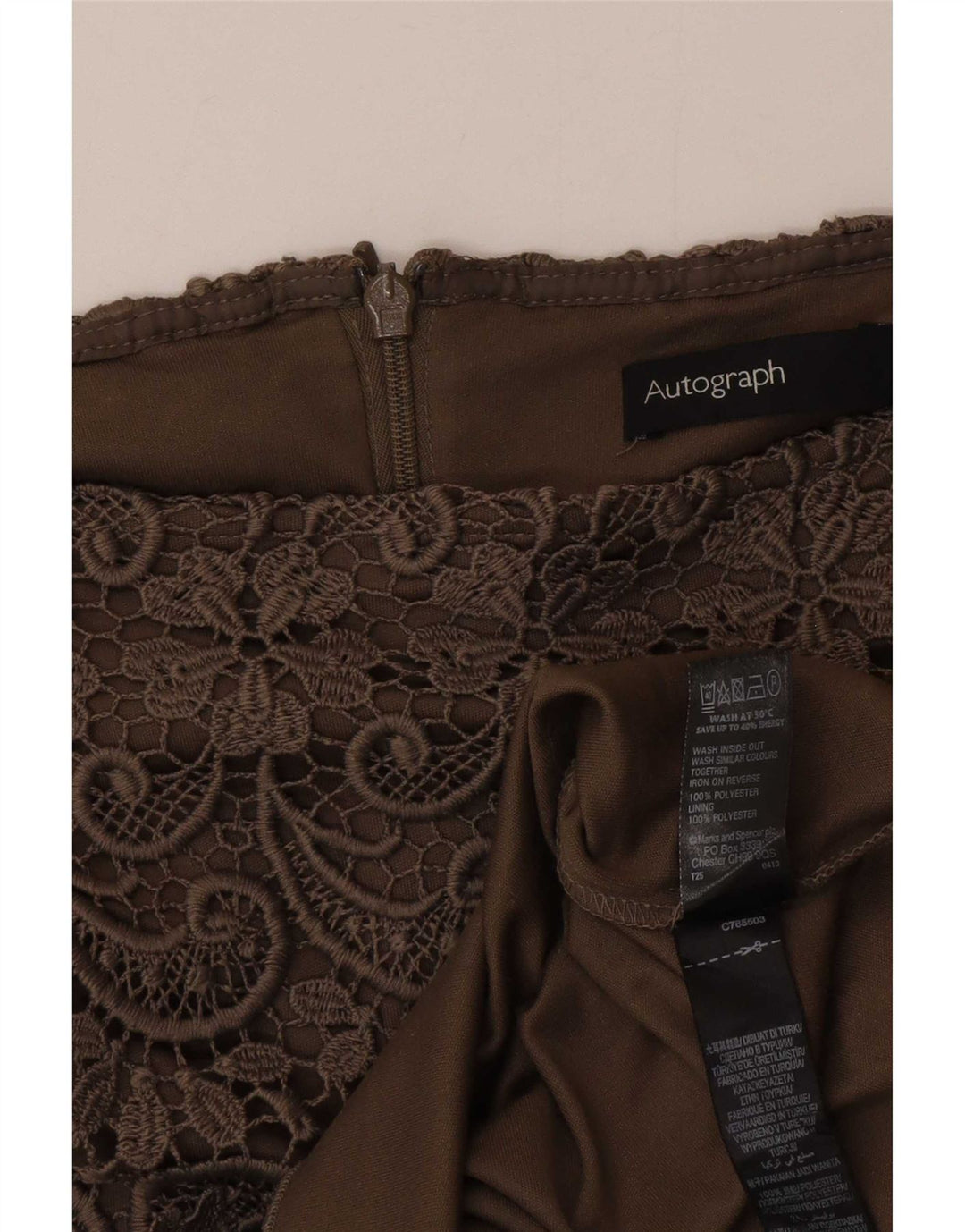 Saia reta autograph feminina Marks & Spencer Reino Unido 12 médio W30 cáqui