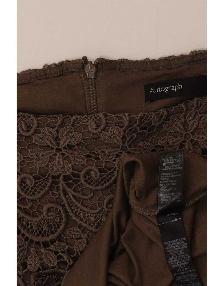 Saia reta autograph feminina Marks & Spencer Reino Unido 12 médio W30 cáqui