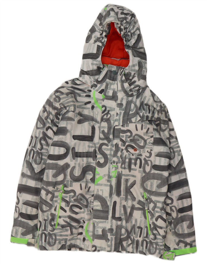 Jaqueta de esqui Quiksilver Boys Graphic com capuz 13-14 anos grande poliéster cinza