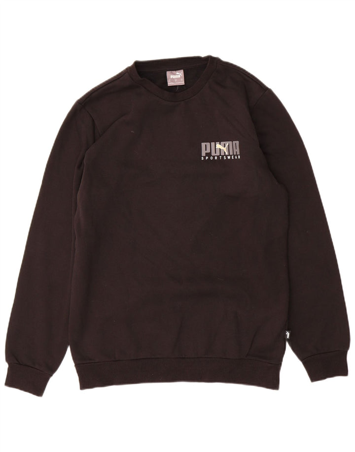 PUMA Mens Graphic Moletom Jumper Pequeno Algodão Preto