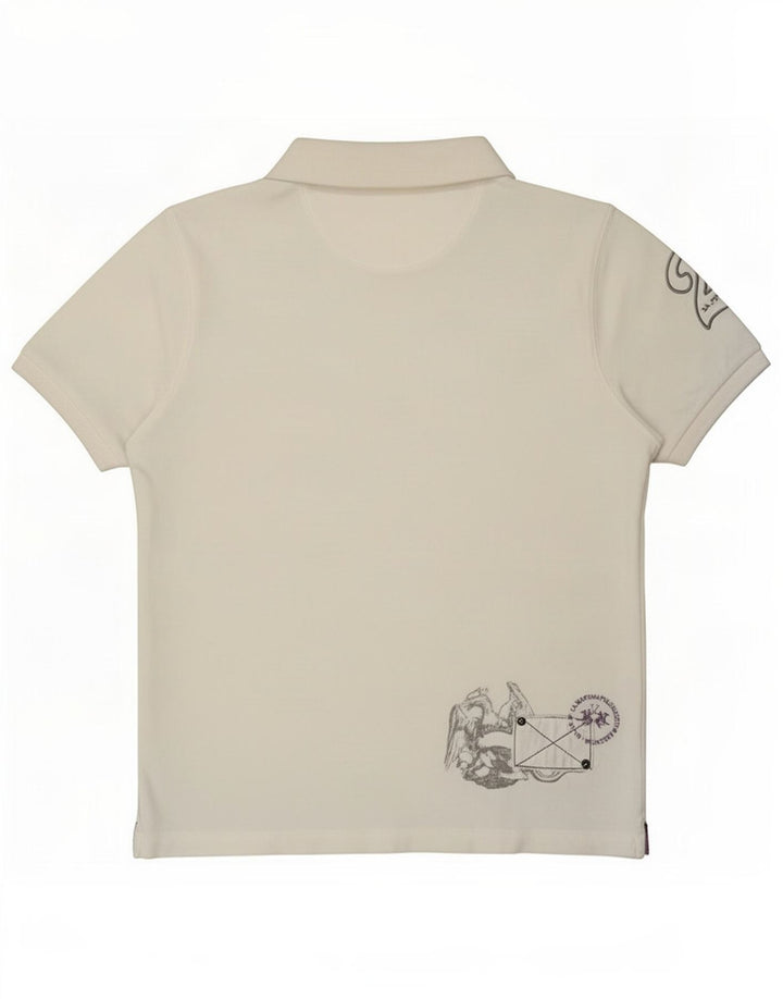 Camisa polo masculina La Martina gráfica média algodão branco