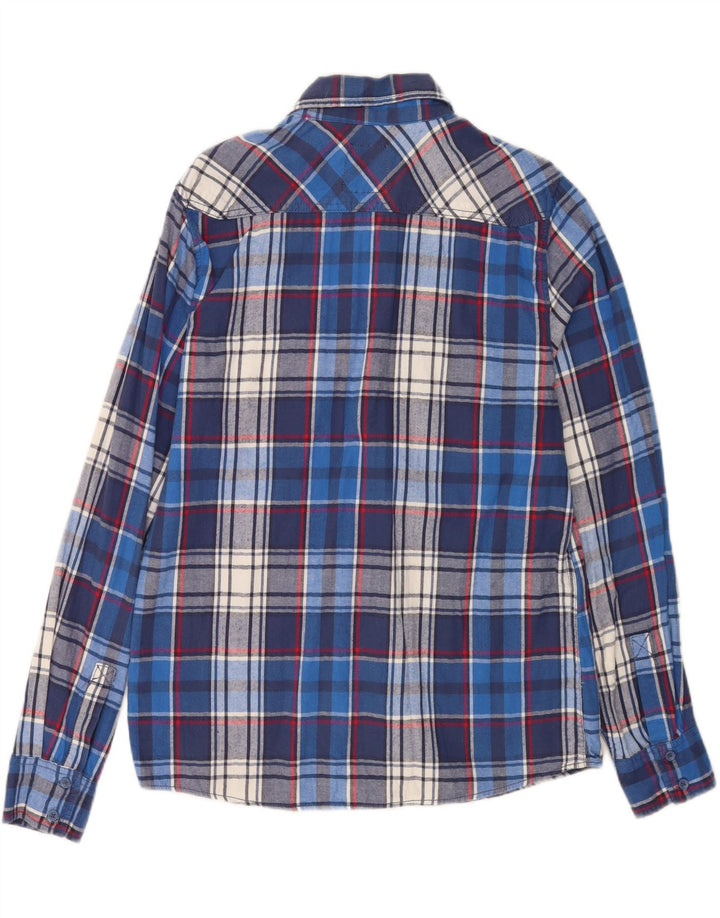 Camisa masculina de flanela Brandit de algodão xadrez azul médio