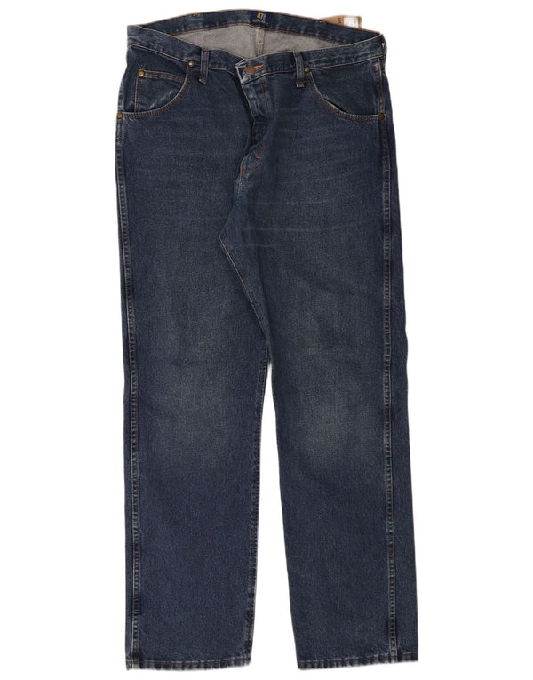 Wrangler Mens Straight Jeans W38 L32 Azul Algodão