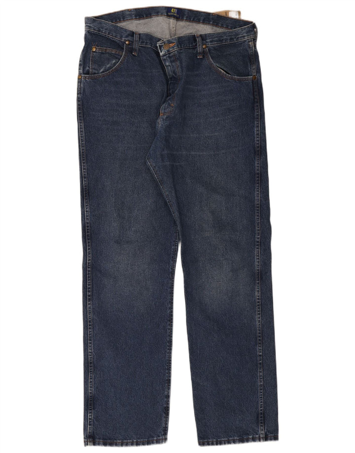 Wrangler Mens Straight Jeans W38 L32 Azul Algodão