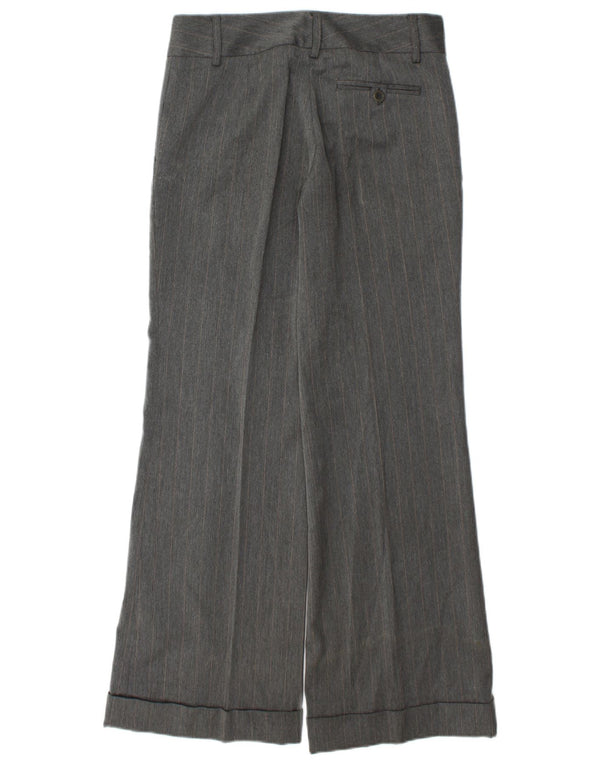 Zara Calça Chino Feminina Perna Larga EU 38 Pequeno W28 L30 Cinza Listrado