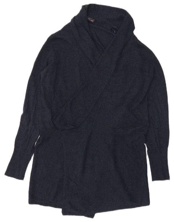 Suéter cardigã aberto com palangre feminino Marks & Spencer Reino Unido 16 grande azul marinho